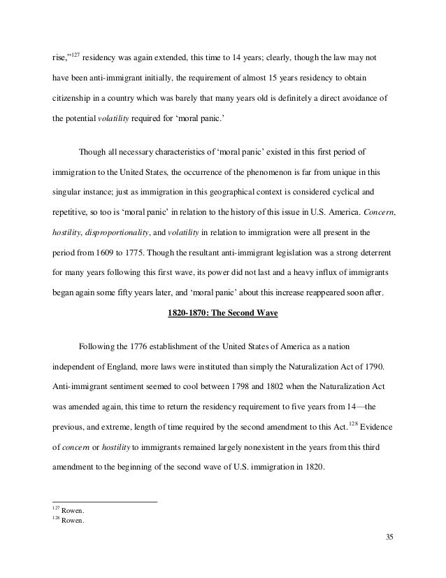 thesis on immigration to america